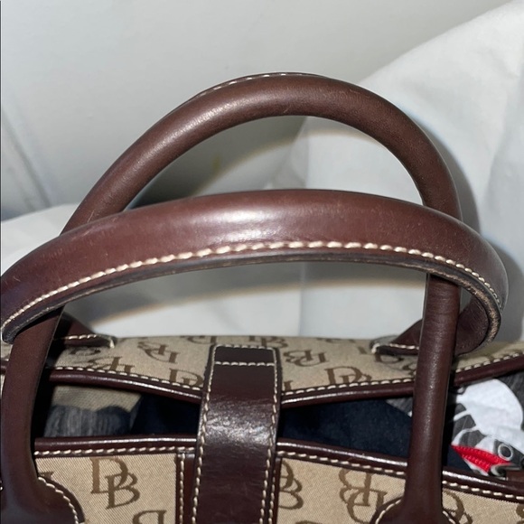 Dooney & Bourke Brown Satchel with Structured Shape and Monogram Pattern - Picture 4 of 13